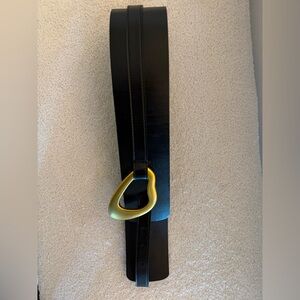 Vintage Black Waist Wrap Belt with Gold Buckle